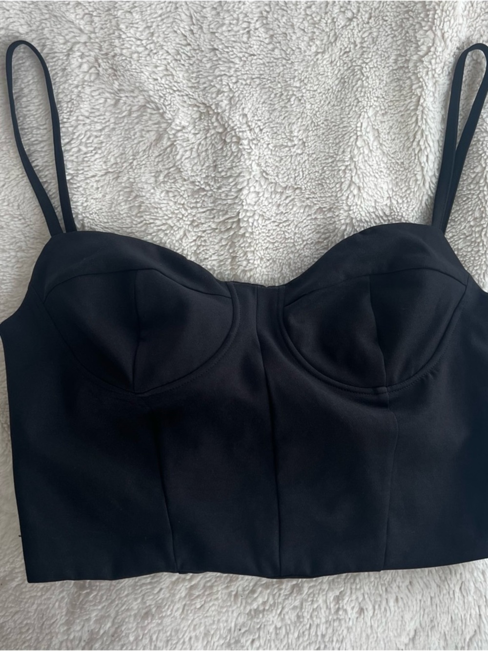 Zara Black Bustier Crop Top with Rhinestone Chain